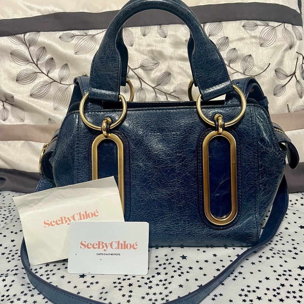 Preowned Authentic See by Chloe Paige Crossbody Teal Satchel